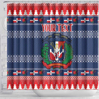 Personalized Dominican Republic Christmas Shower Curtain Dominicana Coat Of Arms Christmas Pattern