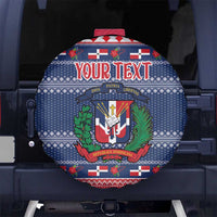 Personalized Dominican Republic Christmas Spare Tire Cover Dominicana Coat Of Arms Christmas Pattern - Wonder Print Shop
