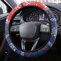 Dominican Republic Christmas Steering Wheel Cover Dominicana Coat Of Arms Christmas Pattern - Wonder Print Shop
