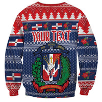Personalized Dominican Republic Christmas Sweatshirt Dominicana Coat Of Arms Christmas Pattern - Wonder Print Shop