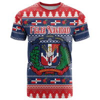 Personalized Dominican Republic Christmas T Shirt Dominicana Coat Of Arms Christmas Pattern - Wonder Print Shop