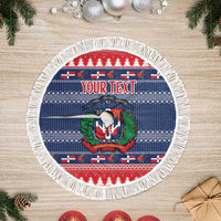 Personalized Dominican Republic Christmas Tree Skirt Dominicana Coat Of Arms Christmas Pattern - Wonder Print Shop