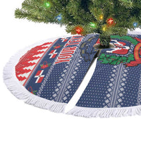 Personalized Dominican Republic Christmas Tree Skirt Dominicana Coat Of Arms Christmas Pattern - Wonder Print Shop