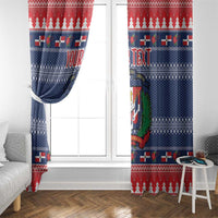 Personalized Dominican Republic Christmas Window Curtain Dominicana Coat Of Arms Christmas Pattern - Wonder Print Shop