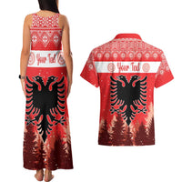 Personalized Albania Christmas Couples Matching Tank Maxi Dress and Hawaiian Shirt The Double-headed Eagle Christmas Pattern - Wonder Print Shop