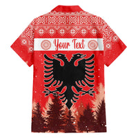 Personalized Albania Christmas Family Matching Off The Shoulder Long Sleeve Dress and Hawaiian Shirt The Double-headed Eagle Christmas Pattern - Wonder Print Shop