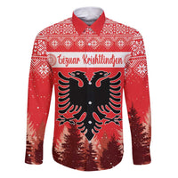 Personalized Albania Christmas Family Matching Puletasi and Hawaiian Shirt The Double-headed Eagle Christmas Pattern - Wonder Print Shop