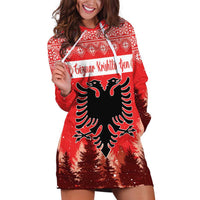 Personalized Albania Christmas Hoodie Dress The Double-headed Eagle Christmas Pattern - Wonder Print Shop