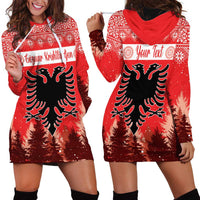 Personalized Albania Christmas Hoodie Dress The Double-headed Eagle Christmas Pattern - Wonder Print Shop