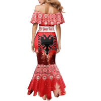 Personalized Albania Christmas Mermaid Dress The Double-headed Eagle Christmas Pattern - Wonder Print Shop