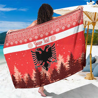 Personalized Albania Christmas Sarong The Double-headed Eagle Christmas Pattern - Wonder Print Shop