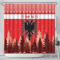 Personalized Albania Christmas Shower Curtain The Double-headed Eagle Christmas Pattern