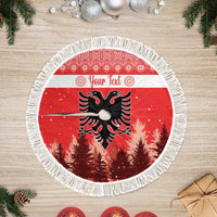Personalized Albania Christmas Tree Skirt The Double-headed Eagle Christmas Pattern - Wonder Print Shop