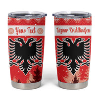 Personalized Albania Christmas Tumbler Cup The Double-headed Eagle Christmas Pattern - Wonder Print Shop