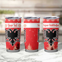 Personalized Albania Christmas Tumbler Cup The Double-headed Eagle Christmas Pattern - Wonder Print Shop
