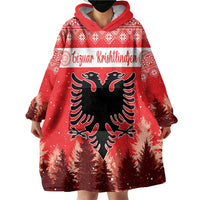 Personalized Albania Christmas Wearable Blanket Hoodie The Double-headed Eagle Christmas Pattern - Wonder Print Shop