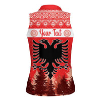 Personalized Albania Christmas Women Sleeveless Polo Shirt The Double-headed Eagle Christmas Pattern - Wonder Print Shop