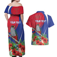 Personalized Hispaniolan Trogon Haiti Couples Matching Off Shoulder Maxi Dress and Hawaiian Shirt Sporty Style - Wonder Print Shop