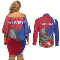 Personalized Hispaniolan Trogon Haiti Couples Matching Off Shoulder Short Dress and Long Sleeve Button Shirt Sporty Style - Wonder Print Shop