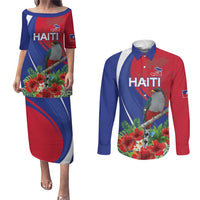 Personalized Hispaniolan Trogon Haiti Couples Matching Puletasi and Long Sleeve Button Shirt Sporty Style - Wonder Print Shop