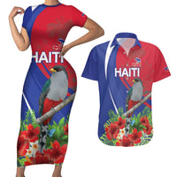 Personalized Hispaniolan Trogon Haiti Couples Matching Short Sleeve Bodycon Dress and Hawaiian Shirt Sporty Style - Wonder Print Shop