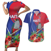 Personalized Hispaniolan Trogon Haiti Couples Matching Short Sleeve Bodycon Dress and Hawaiian Shirt Sporty Style - Wonder Print Shop