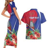 Personalized Hispaniolan Trogon Haiti Couples Matching Short Sleeve Bodycon Dress and Hawaiian Shirt Sporty Style - Wonder Print Shop