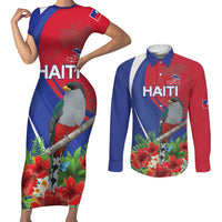 Personalized Hispaniolan Trogon Haiti Couples Matching Short Sleeve Bodycon Dress and Long Sleeve Button Shirt Sporty Style - Wonder Print Shop