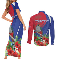 Personalized Hispaniolan Trogon Haiti Couples Matching Short Sleeve Bodycon Dress and Long Sleeve Button Shirt Sporty Style - Wonder Print Shop
