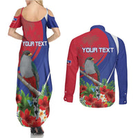 Personalized Hispaniolan Trogon Haiti Couples Matching Summer Maxi Dress and Long Sleeve Button Shirt Sporty Style - Wonder Print Shop