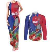 Personalized Hispaniolan Trogon Haiti Couples Matching Tank Maxi Dress and Long Sleeve Button Shirt Sporty Style - Wonder Print Shop
