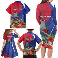 Personalized Hispaniolan Trogon Haiti Family Matching Long Sleeve Bodycon Dress and Hawaiian Shirt Sporty Style - Wonder Print Shop