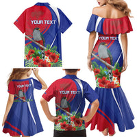 Personalized Hispaniolan Trogon Haiti Family Matching Mermaid Dress and Hawaiian Shirt Sporty Style - Wonder Print Shop