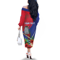 Personalized Hispaniolan Trogon Haiti Family Matching Off The Shoulder Long Sleeve Dress and Hawaiian Shirt Sporty Style - Wonder Print Shop