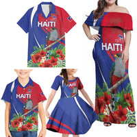 Personalized Hispaniolan Trogon Haiti Family Matching Off Shoulder Maxi Dress and Hawaiian Shirt Sporty Style - Wonder Print Shop
