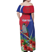Personalized Hispaniolan Trogon Haiti Family Matching Off Shoulder Maxi Dress and Hawaiian Shirt Sporty Style - Wonder Print Shop