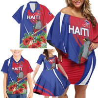 Personalized Hispaniolan Trogon Haiti Family Matching Off Shoulder Short Dress and Hawaiian Shirt Sporty Style - Wonder Print Shop