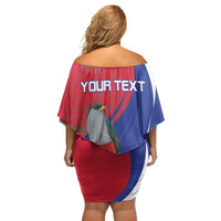 Personalized Hispaniolan Trogon Haiti Family Matching Off Shoulder Short Dress and Hawaiian Shirt Sporty Style - Wonder Print Shop
