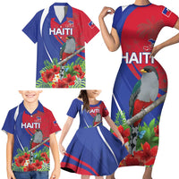 Personalized Hispaniolan Trogon Haiti Family Matching Short Sleeve Bodycon Dress and Hawaiian Shirt Sporty Style - Wonder Print Shop