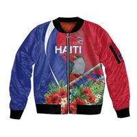 Personalized Hispaniolan Trogon Haiti Sleeve Zip Bomber Jacket Sporty Style - Wonder Print Shop