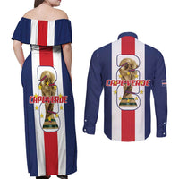Cape Verde Football Couples Matching Off Shoulder Maxi Dress and Long Sleeve Button Shirt Tubaroes Azuis World Cup 2026 - Wonder Print Shop