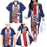 Cape Verde Football Family Matching Off The Shoulder Long Sleeve Dress and Hawaiian Shirt Tubaroes Azuis World Cup 2026 - Wonder Print Shop