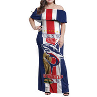 Cape Verde Football Family Matching Off Shoulder Maxi Dress and Hawaiian Shirt Tubaroes Azuis World Cup 2026 - Wonder Print Shop