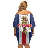 Cape Verde Football Off Shoulder Short Dress Tubaroes Azuis World Cup 2026 - Wonder Print Shop