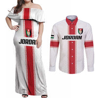 Custom Jordan Heritage Football Couples Matching Off Shoulder Maxi Dress and Long Sleeve Button Shirt Al Nashama Sporty Style - Wonder Print Shop