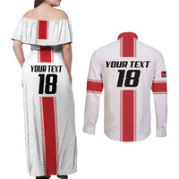 Custom Jordan Heritage Football Couples Matching Off Shoulder Maxi Dress and Long Sleeve Button Shirt Al Nashama Sporty Style - Wonder Print Shop