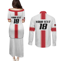 Custom Jordan Heritage Football Couples Matching Puletasi and Long Sleeve Button Shirt Al Nashama Sporty Style - Wonder Print Shop