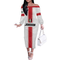 Custom Jordan Heritage Football Off The Shoulder Long Sleeve Dress Al Nashama Sporty Style - Wonder Print Shop