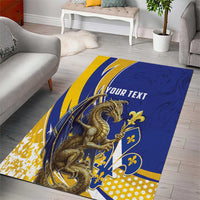 Bosnia and Herzegovina Independence Day Personalized Area Rug Medieval Dragon Fleur-de-Lis Patriotic