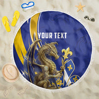 Bosnia and Herzegovina Independence Day Personalized Beach Blanket Medieval Dragon Fleur-de-Lis Patriotic